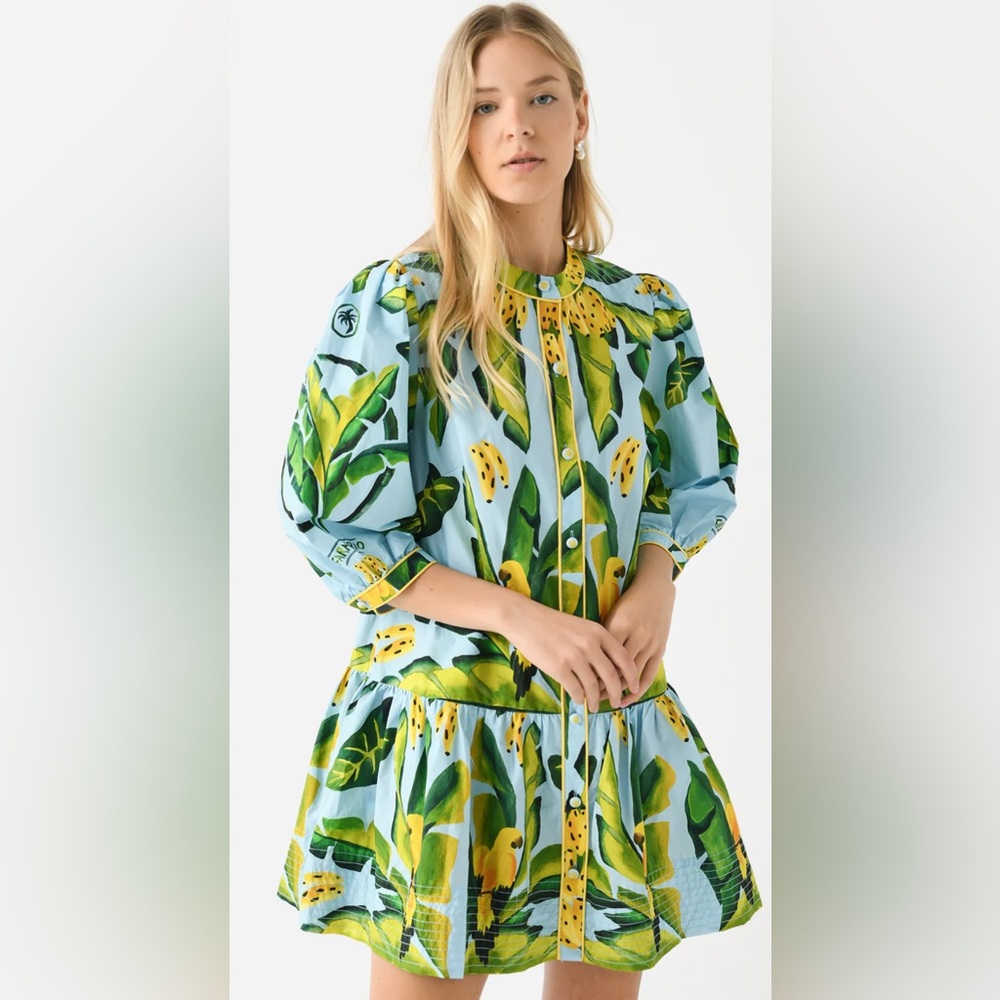 Farm Rio Summer Foliage Scarf Mini Dress size S